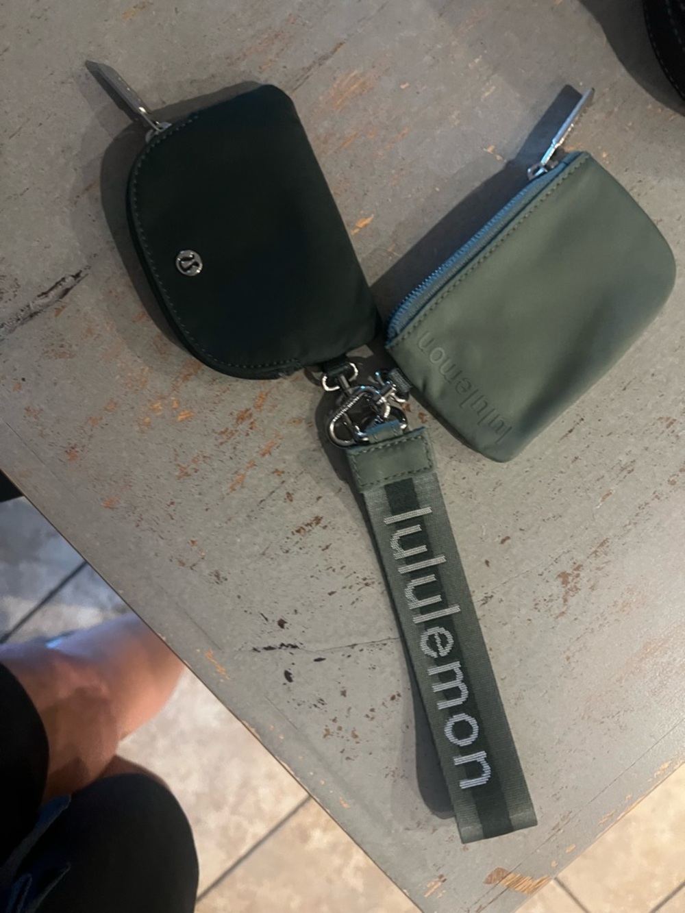 lululemon athletica Olive Green Key Pouch Set with Branded Strap